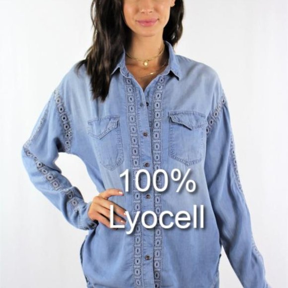 Eco Friendly Vintage Wash Denim Button Down - Picture 1 of 5